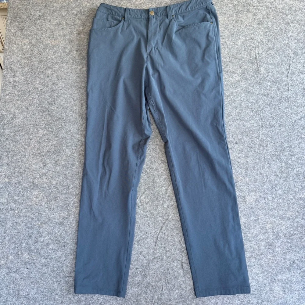 Lululemon Commission Pant Classic Mens 34x32 Blue Gray Technical Stretch Chino